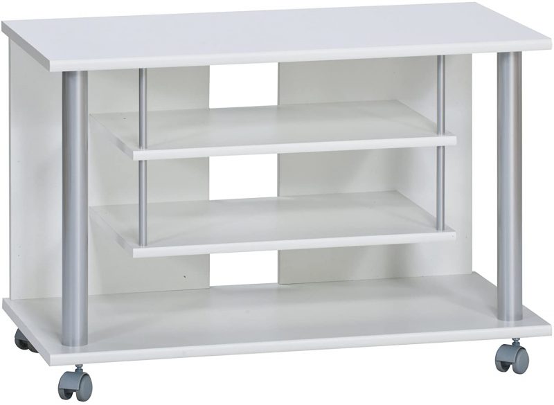 Carrello Porta TV Maja In Stile Rovere Sonoma - Dimensioni 80x54,5x40 Cm, Portata 70 Kg, 4 Ruote Doppie, Tubo In Alluminio Goffrato - Montaggio Facile, Finitura Antigraffio