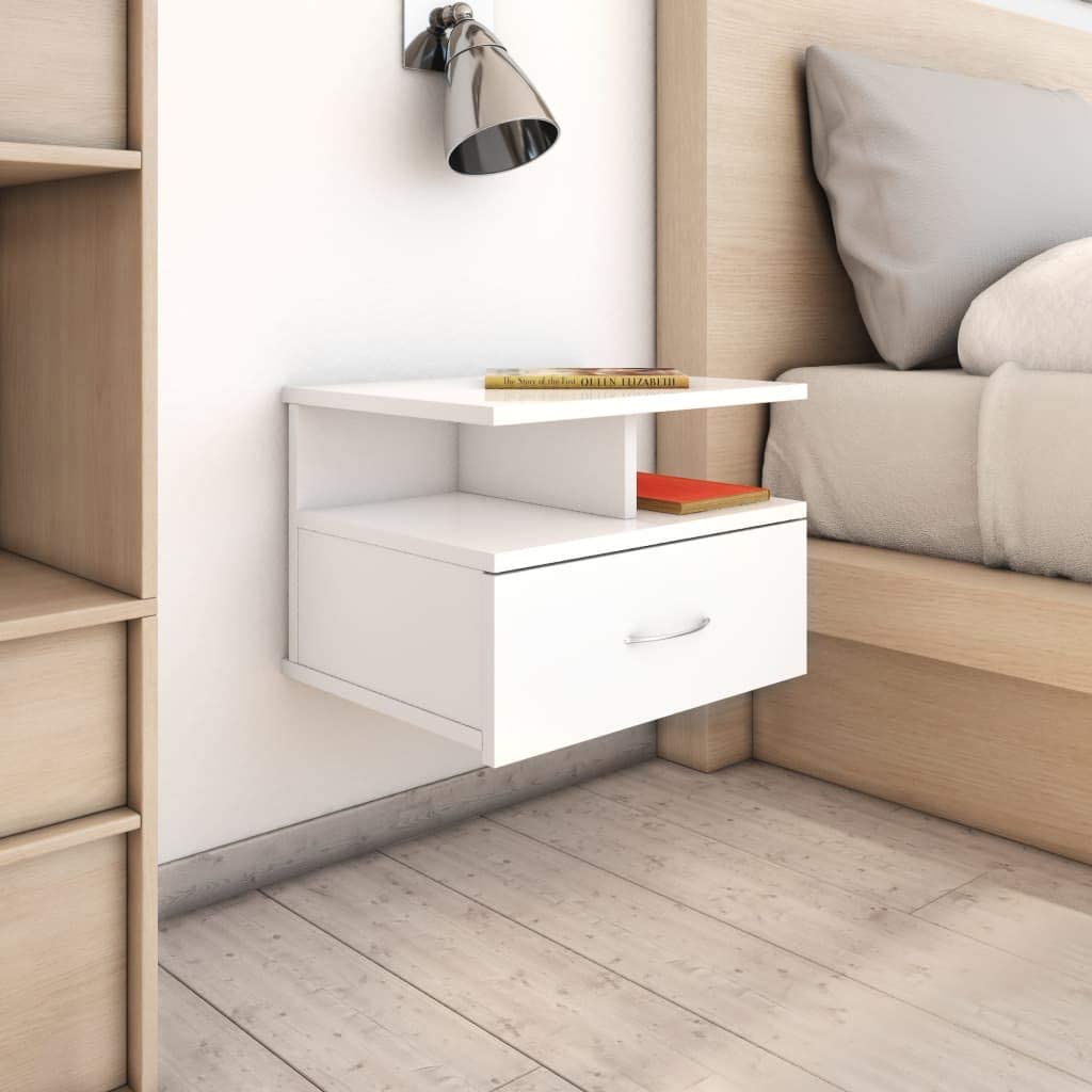 comodini sospesi bianchi camera da letto