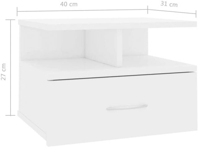 Comodino Sospeso HOMCOM 40x30x15cm - Con Cassetto, In Truciolato, Bianco - Foto 8