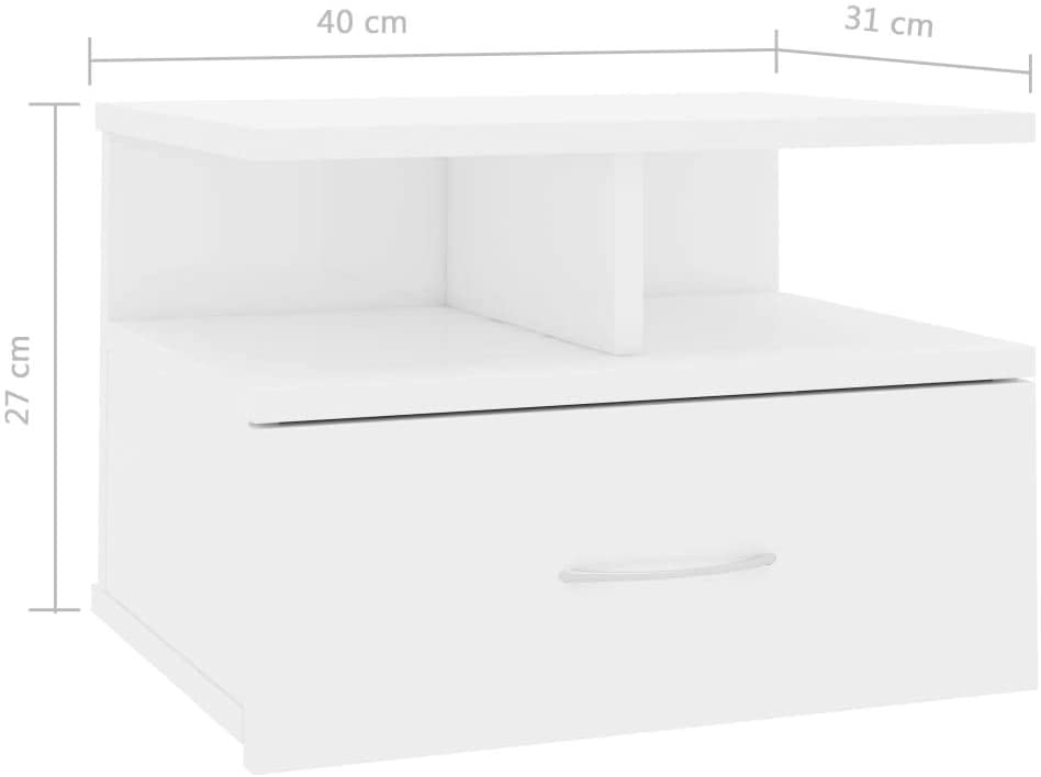 comodino sospeso bianco misure