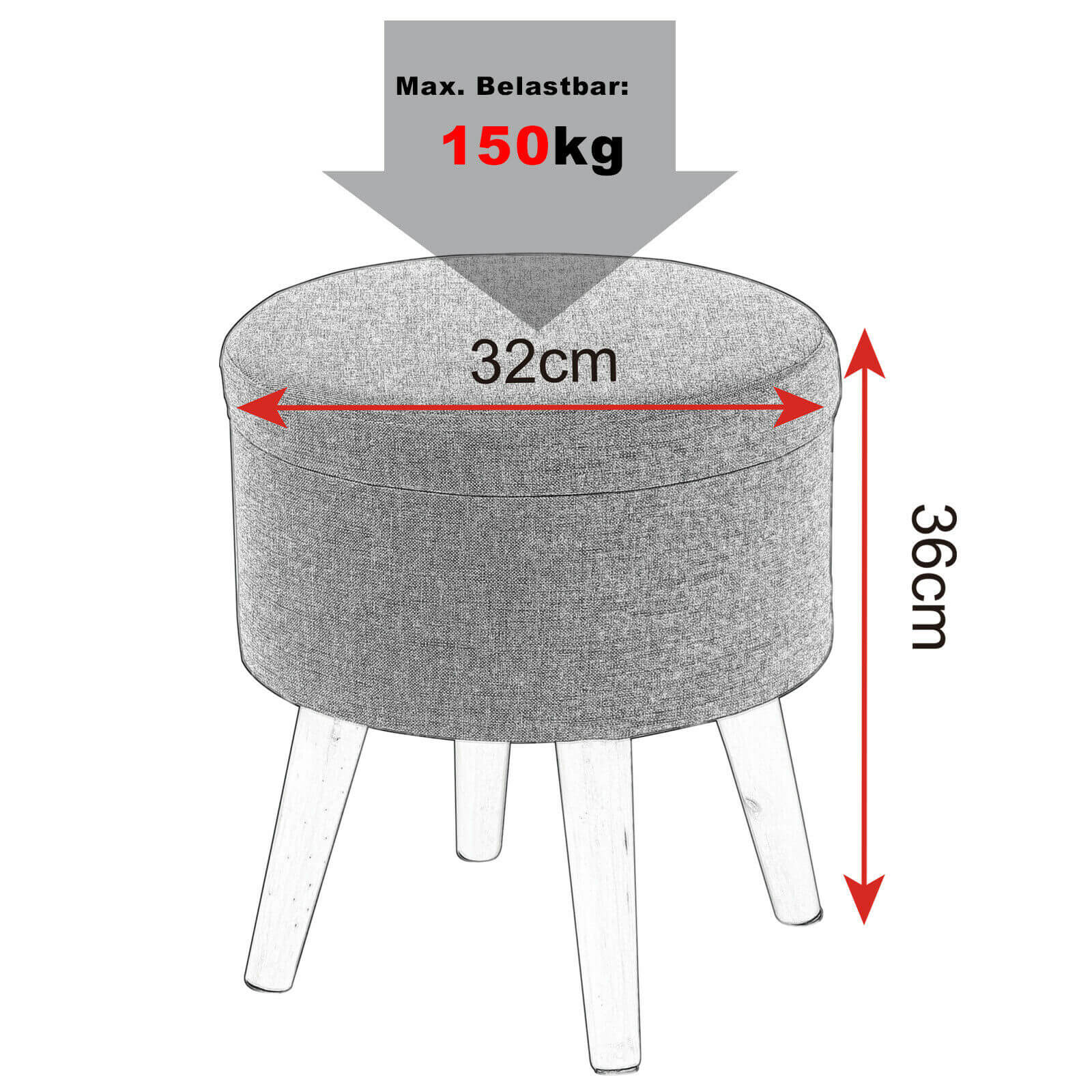 contenitore pouf tondo in tessuto disegno