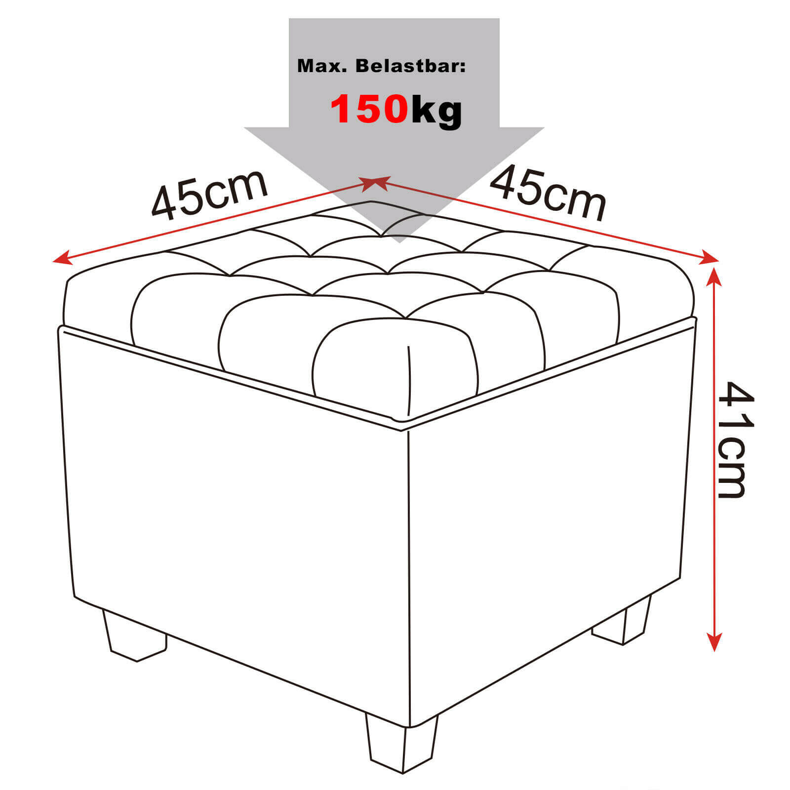 pouf contenitore disegno tecnico