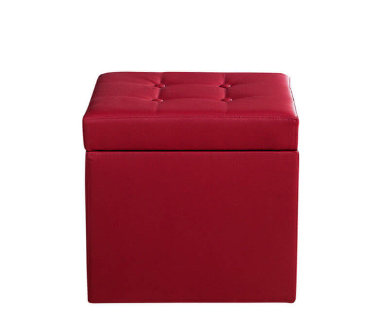 pouf contenitore rosso in ecopelle