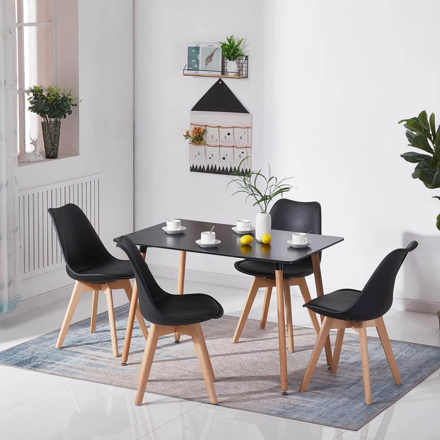 Bianco 2 GOLDFAN Set di Sedie da Sala da Pranzo Stile Moderno Eleganti per Salotto Ufficio Cucina con Gambe in Legno di Faggio