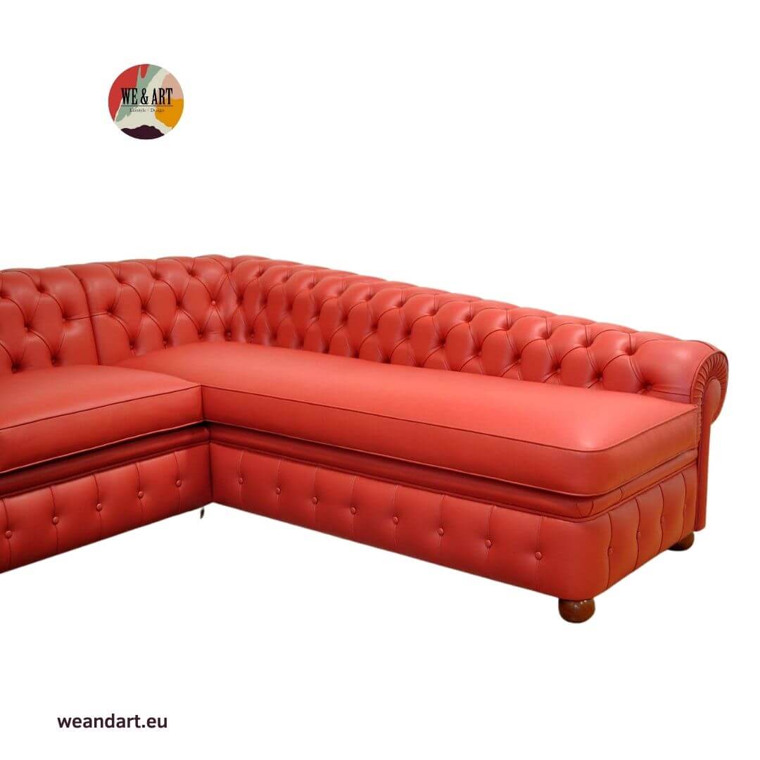 Chesterfield chaise loungue rosso
